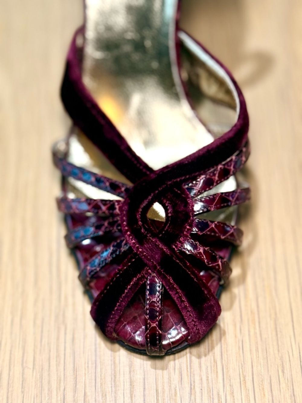 Dolce & Gabbana Velvet & Python-Embossed Ankle-Strap Heels - Picture 4 of 10